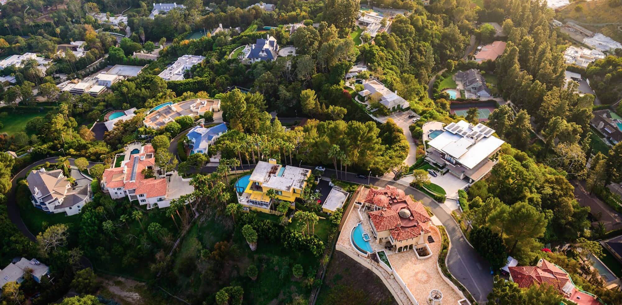 aerial view of gated communities in california